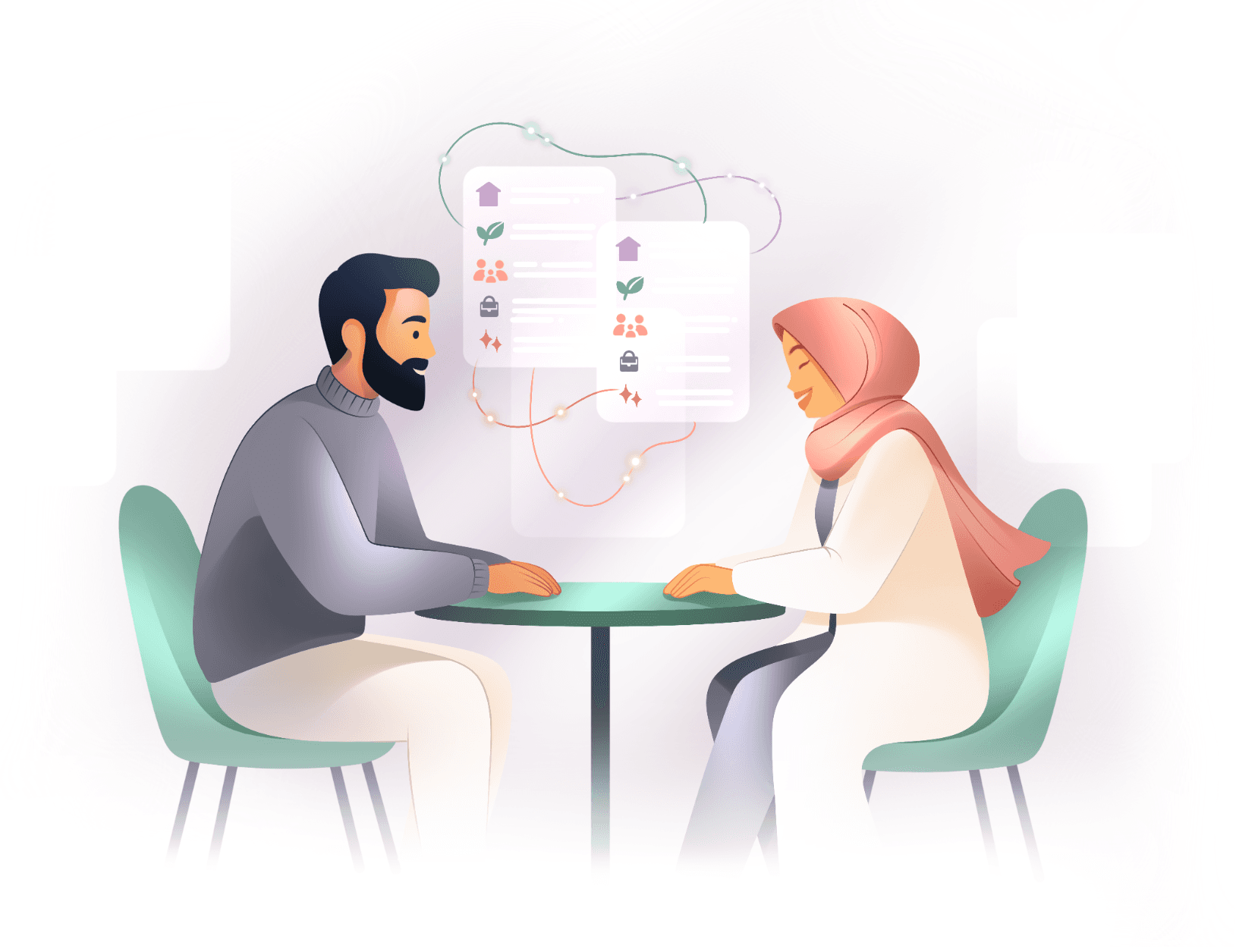 Couple sitting at a table